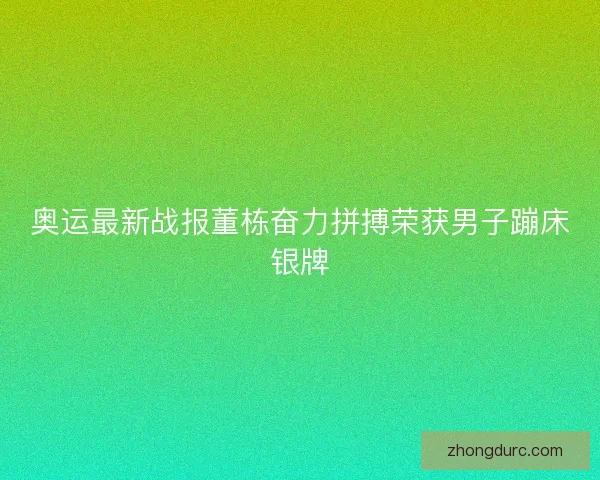 奥运最新战报董栋奋力拼搏荣获男子蹦床银牌 奥运最新战报董栋奋力拼搏荣获男子蹦床银牌