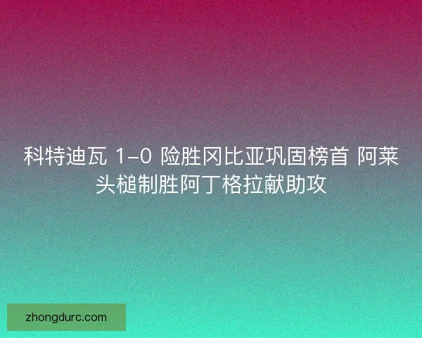 科特迪瓦 1-0 险胜冈比亚巩固榜首 阿莱头槌制胜阿丁格拉献助攻