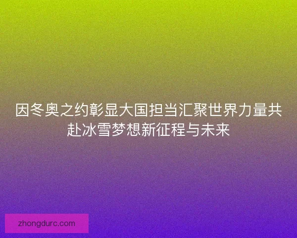 因冬奥之约彰显大国担当汇聚世界力量共赴冰雪梦想新征程与未来