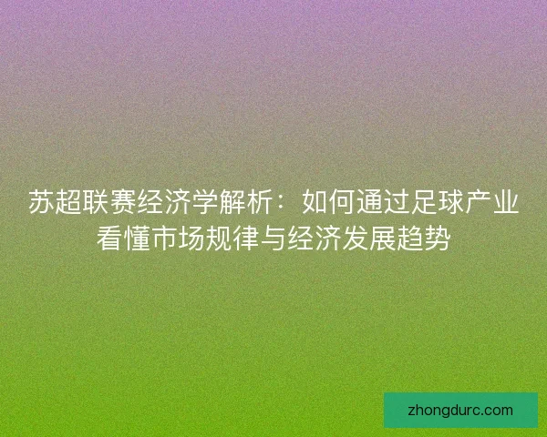 苏超联赛经济学解析:如何通过足球产业看懂市场规律与经济发展趋势 苏超联赛经济学解析:如何通过足球产业看懂市场规律与经济发展趋势